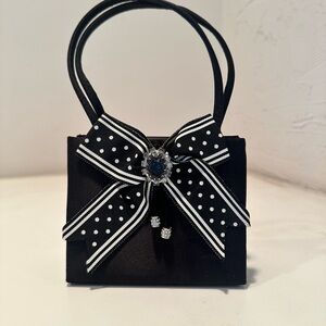 Elegant Black Polka Dot Bow Handbag